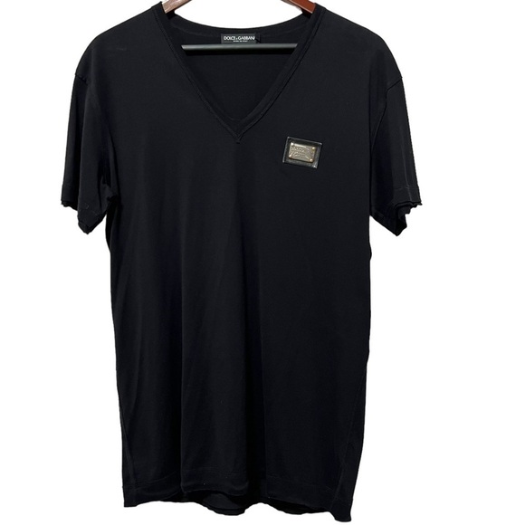Dolce & Gabbana Men’s Authentic Vintage V neck logo Tshirt size 50